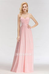 Chiffon Spaghetti-Straps Sleeveless Affordable Bridesmaid Dresses