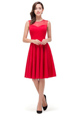 Crew Knee-length A-line Red Bridesmaid Dresses