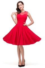 Crew Knee-length A-line Red Bridesmaid Dresses