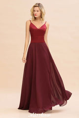 Cross Backless Floor Length Satin Evening Gowns Burgundy Bridesmaid Dress