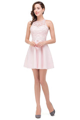 Cute Mini A-line Crew Appliques Bridesmaid Dresses