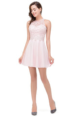 Cute Mini A-line Crew Appliques Bridesmaid Dresses