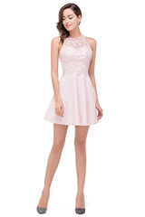 Cute Mini A-line Crew Appliques Bridesmaid Dresses