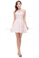 Cute Mini A-line Crew Appliques Bridesmaid Dresses