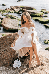 Cute Off-the-shoulder A-line Sleeveless Flower Girls Dress With Lace