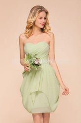 Cute Sleeveless slim Ruffle Chiffon Mini Bridesmaid Dress Wedding Guest Dress