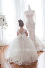 Cute Tulle Ivory Sleeveless Flower Girls Dresses Ball Gown