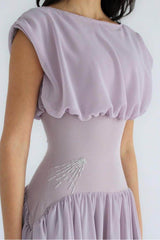 Jewel Neck High Waist Sleeveless Long Formal Dress With Ruffles