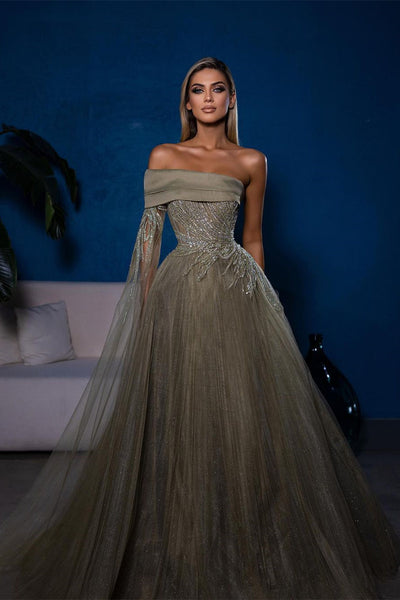 Charming Off The Shoulder A-line Prom Dress,Formal Gown Y7132