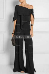 Designer Black Mother Of The Bride Dresses Chiffon Bridesmaid Jumpsuit