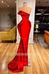 Designer Long Red Glitter Sleeveless Mermaid Evening Dresses