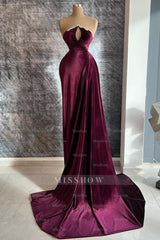 Designer Long Velvet Sequined Long Sleeves Prom Dress With Train