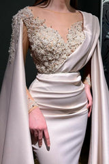 Designer Red Long Mermiad V-neck Lace Evening Dresses With Sleeves