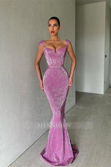 Designer Sequined Sleeveless Mermaid Prom Dress