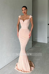 Designer Sequined Sleeveless Mermaid Prom Dress