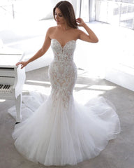Designer Summer style Sweetheart Mermaid Lace Wedding Dress