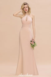 Dreamful Halter Slim Mermaid Bridesmaid Dress Floor Length Party Dress