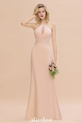 Dreamful Halter Slim Mermaid Bridesmaid Dress Floor Length Party Dress