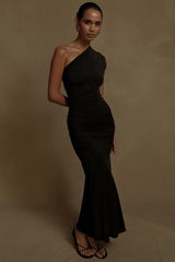 One Shoulder Sleeveless Long Mermaid Formal Dress With Pleated