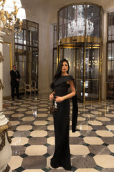 Black Off the Shoulder Sleeveless Mermaid Long Formal Dress With Ruffles