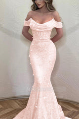 Orange Off the Shoulder Strapless Sleeveless Formal Dress With Sequins Mermaid