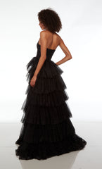 Formal Dress Long Tulle With Slit Gloves Gown V Neck Sleeveless