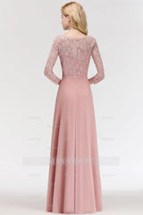 Elegant 3/4 Sleeves Lace Long Dusty Rose Bridesmaid dresses