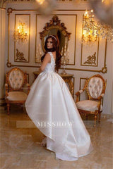 Elegant A-line Short V-neck Sleeveless Wedding Dresses With Lace