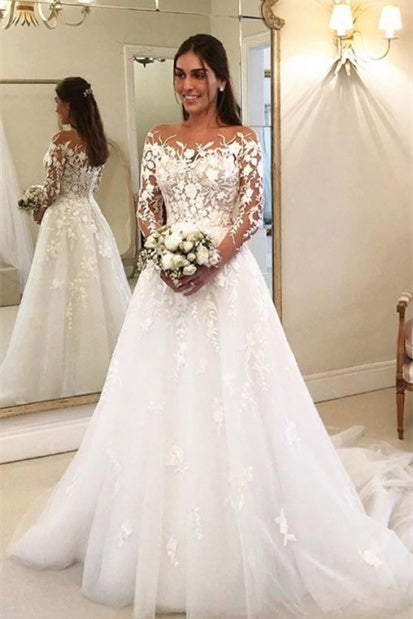 Elegant A Line Wedding Dresses With Sleeves Wedding Dresses with Lace ...