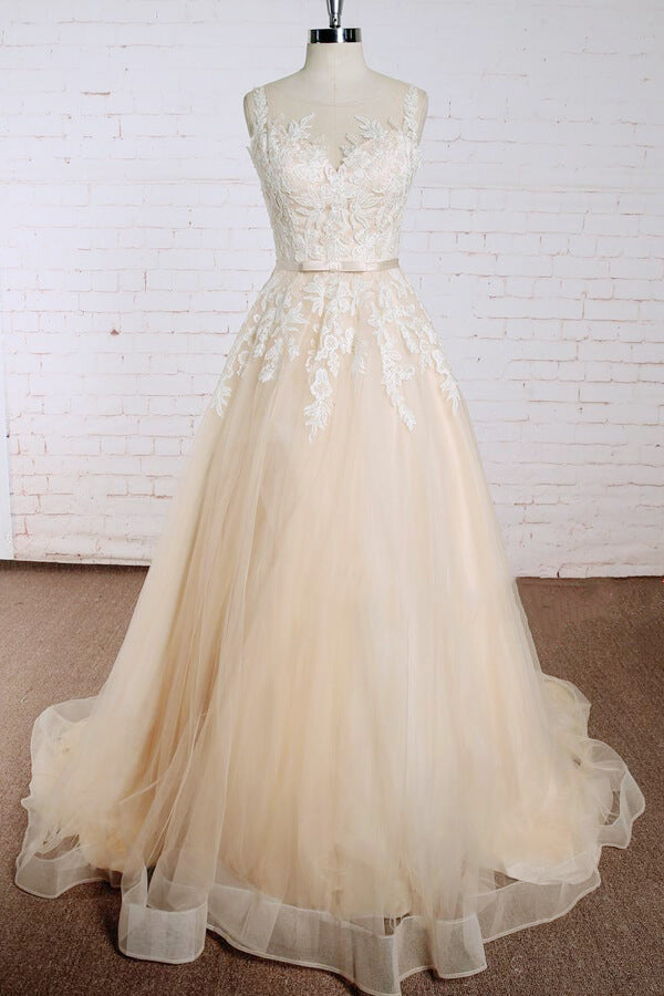 Elegant Appliques Tulle A-line Wedding Dress
