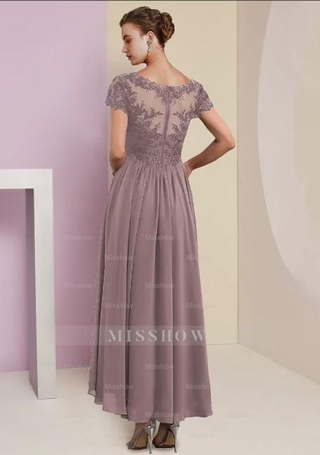 Elegant beautiful 3/4 length sleeves a-line lace mother dress