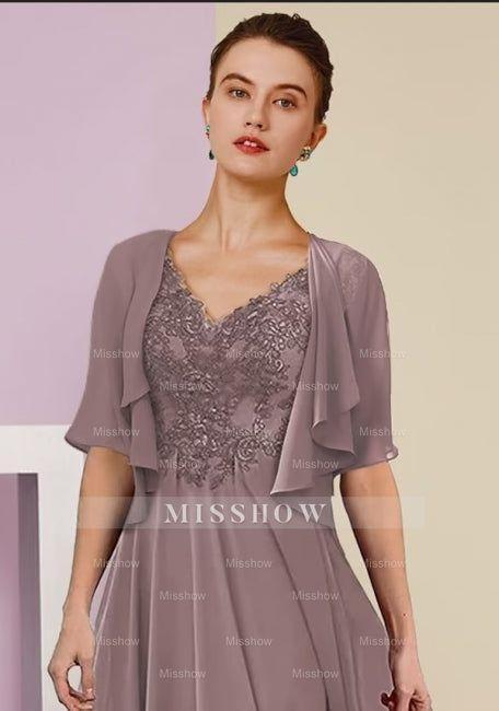 Elegant beautiful 3/4 length sleeves a-line lace mother dress