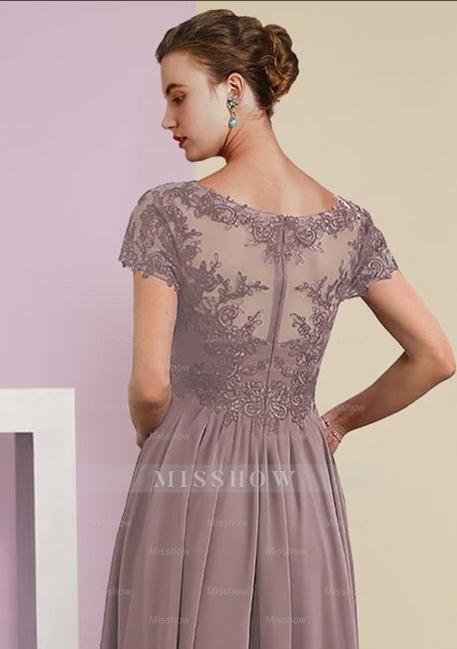 Elegant beautiful 3/4 length sleeves a-line lace mother dress