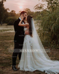 Elegant Boho A-Line Sleeveless Wedding Dresses with Lace