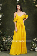 Elegant Chiffon Bridesmaid Dresses Ruffles With Pockets