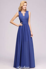 Elegant Chiffon Lace Jewel Sleeveless Floor-Length A-Line Ruffles Bridesmaid Dress