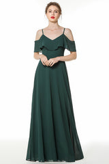 Elegant Cold-shoulder Flounced Crinkle Backless Bridesmaid dresses Affordable
