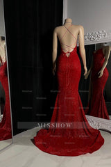 Elegant Criss-cross Straps Mermaid Split Front Prom Dresses
