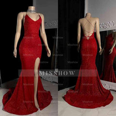 Elegant Criss-cross Straps Mermaid Split Front Prom Dresses