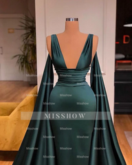 Elegant Dark Green V-neck Sexy Sleeveless A-line Prom Dress