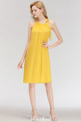 Elegant Halter Simple Sleeveless Evening Dresses Knee Length