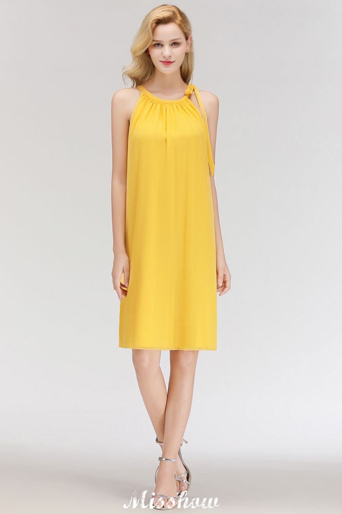 Elegant Halter Simple Sleeveless Evening Dresses Knee Length