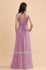 Elegant Jewel Wisteria Chiffon Ruffles Bridesmaid Dresses with Pockets On sale