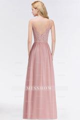 Elegant Lace Keyhole Halter Dusty Rose Chiffon Bridesmaid Dresses Affordable