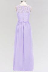 Elegant Lace Sleeveless Pleated Lavender Bridesmaid dresses