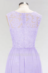 Elegant Lace Sleeveless Pleated Lavender Bridesmaid dresses