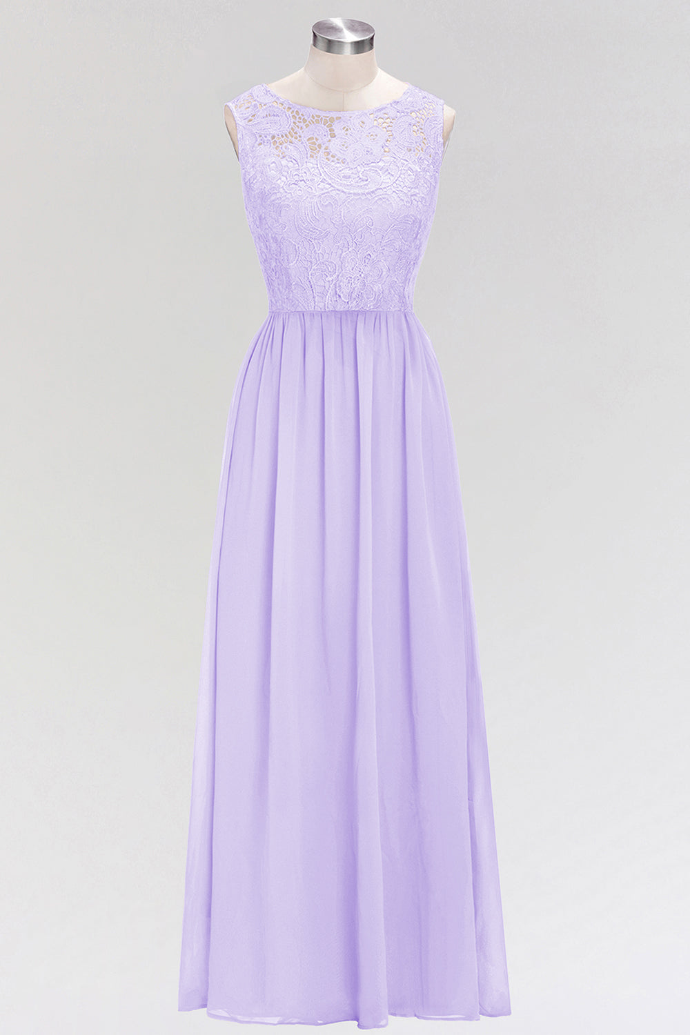 Elegant Lace Sleeveless Pleated Lavender Bridesmaid dresses