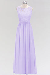 Elegant Lace Sleeveless Pleated Lavender Bridesmaid dresses
