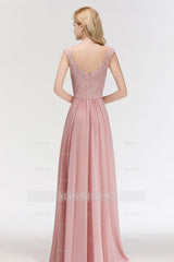 Elegant Lace Sweetheart Bridesmaid Dresses Dusty Rose Chiffon Wedding Party Dress
