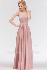Elegant Lace Sweetheart Bridesmaid Dresses Dusty Rose Chiffon Wedding Party Dress